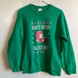 Funny Green Santa Clause Christmas Crewneck Sweater